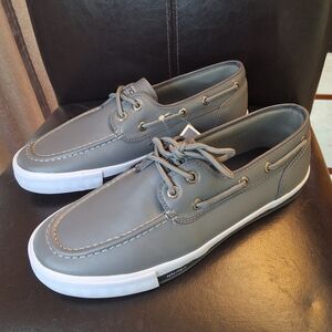 NEW Nautica Men's Grey Faux Leather Boat Shoes Sz 8 (Womens 9)